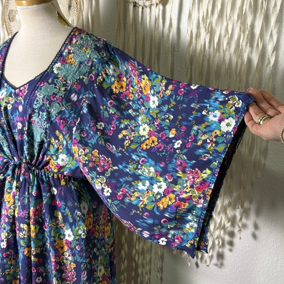 Sundance Blue Floral Slip and Pullover Robe Dress Loungewear Set Size M - Picture 6 of 14